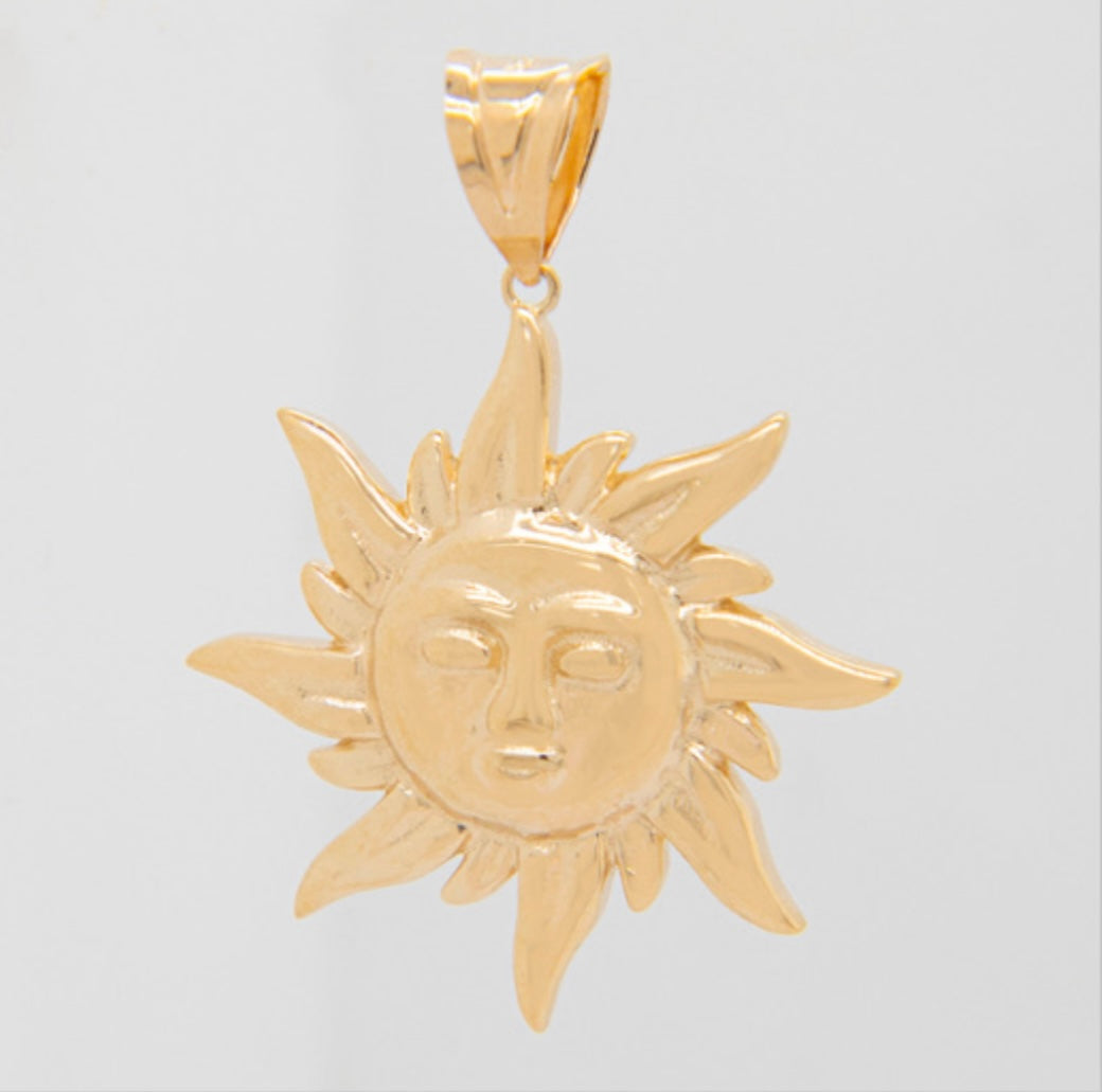 Solid 14k Sun Pendant