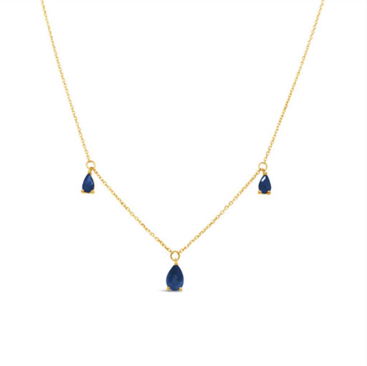 18k Gold Genuine Sapphire Necklace 18”