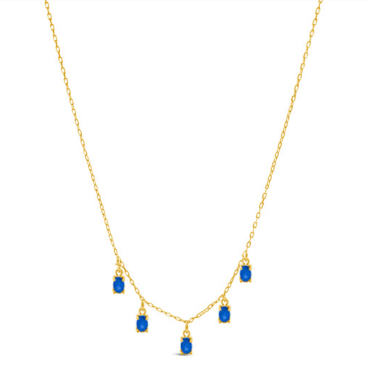 18k Gold Genuine Sapphire Necklace 18”