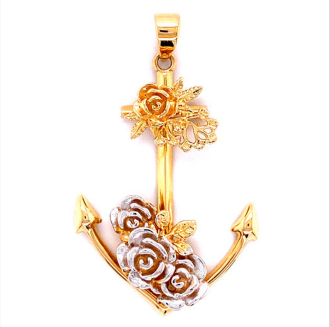 14k Gold Anchor Pendant