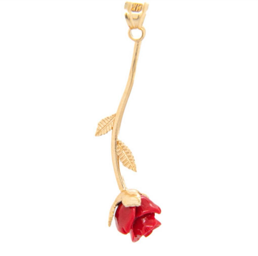 14k Gold Rose Pendant