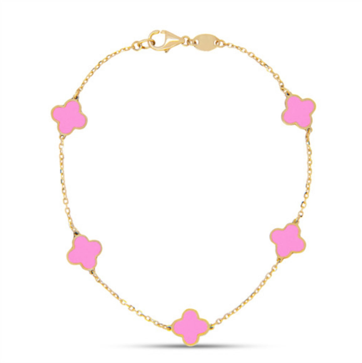 14k Gold Synthetic Pink 7in