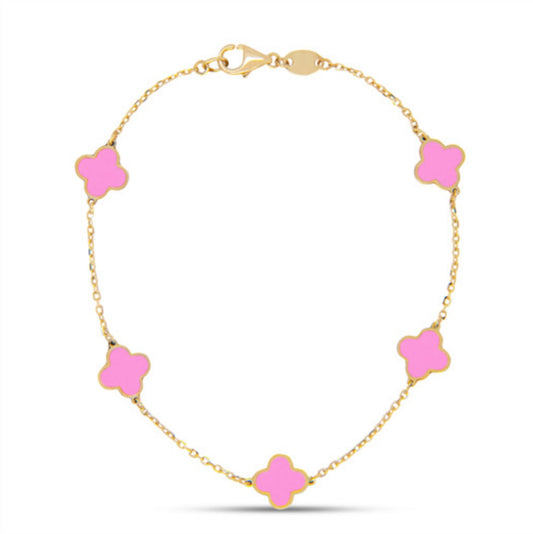 14k Gold Synthetic Pink 7in