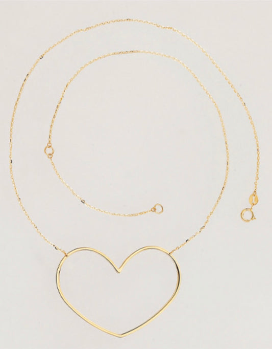 14k Medium Heart Pendant Chain 18" in
