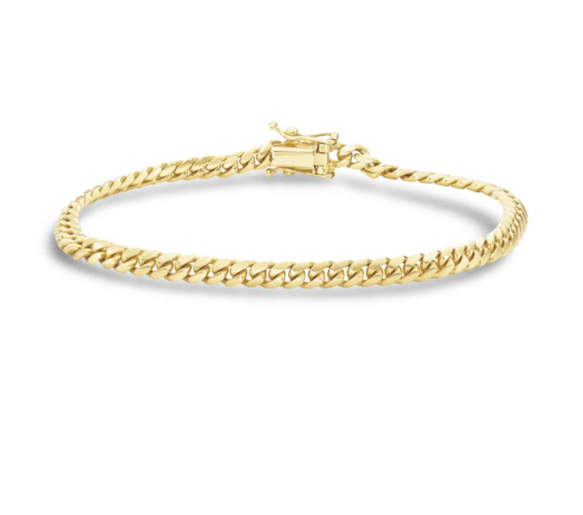 10k Gold Solid Cuban Link Bracelet 6.5in 3mm