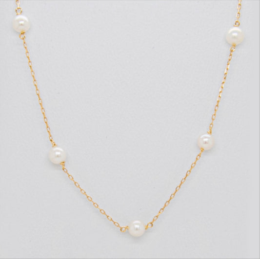 14k Pearl Set, Necklace 17.5in Bracelet 7.5in